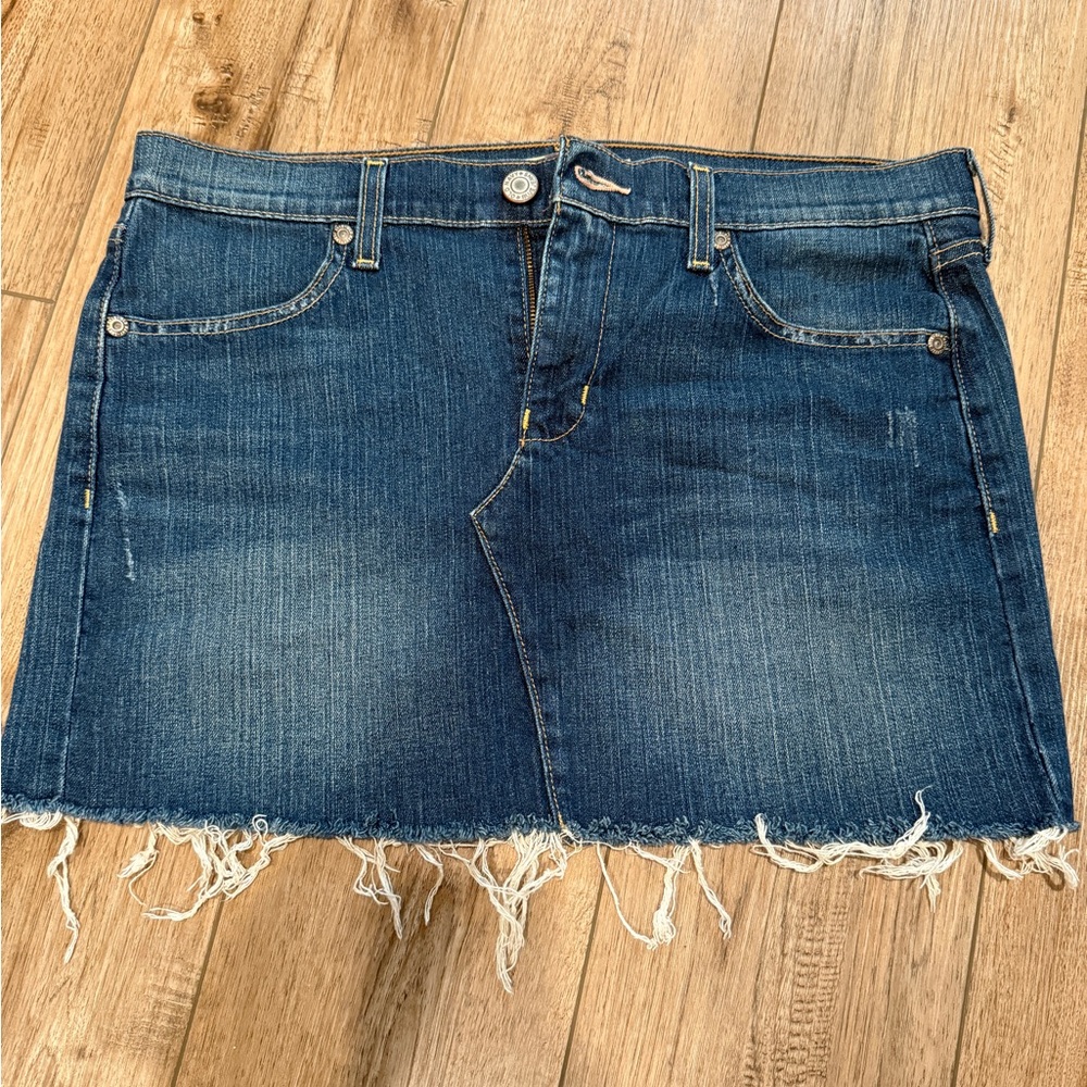 Old Navy Blue Frayed Hem Mini Skirt